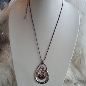 Paparazzi Silver and Purple Teardrop Necklace Long
